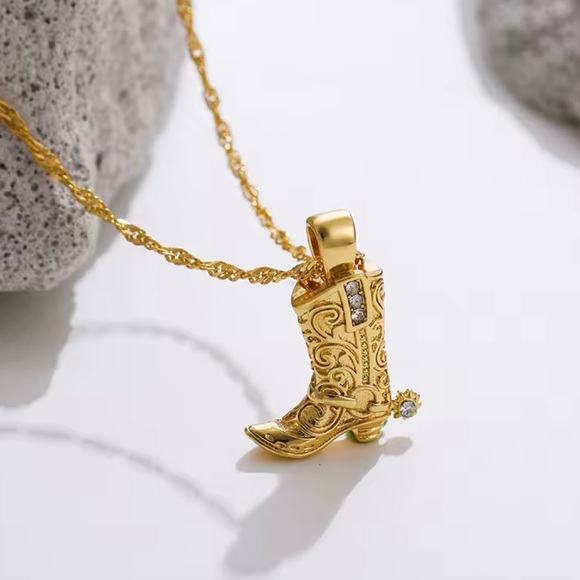 Jewelry - 18K GOLD PLATED Rodeo Cowboy Cowgirl Diamond Necklace